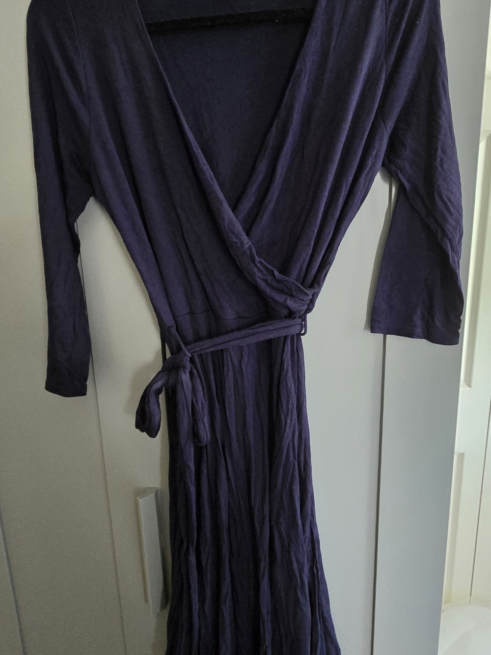 Navy Wrap Dress with Waist Tie